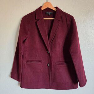 Talbots Double Face Wool Blend Blazer Jacket Dark Ruby Women's 6 Petite Layering